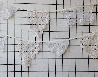 Vintage cream doily bunting