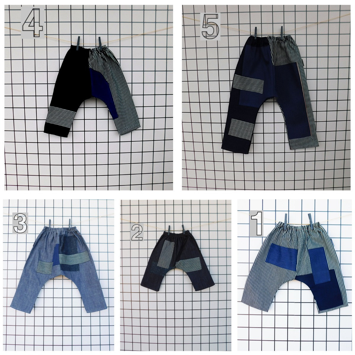 Denim patchwork harem pants