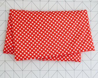 Cotton duvet and pillow cover, red and white dotty, various size options