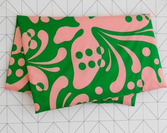 Cotton duvet cover green and pink patterned