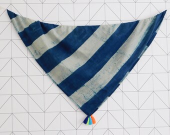 Indian handprinted cotton scarf with multicolour tassels