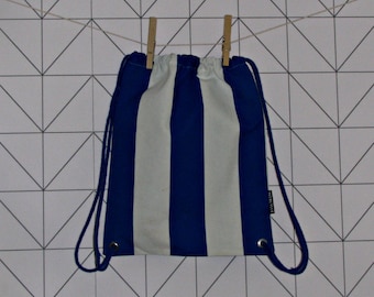 Blue & white stripy drawstring bag for toddlers