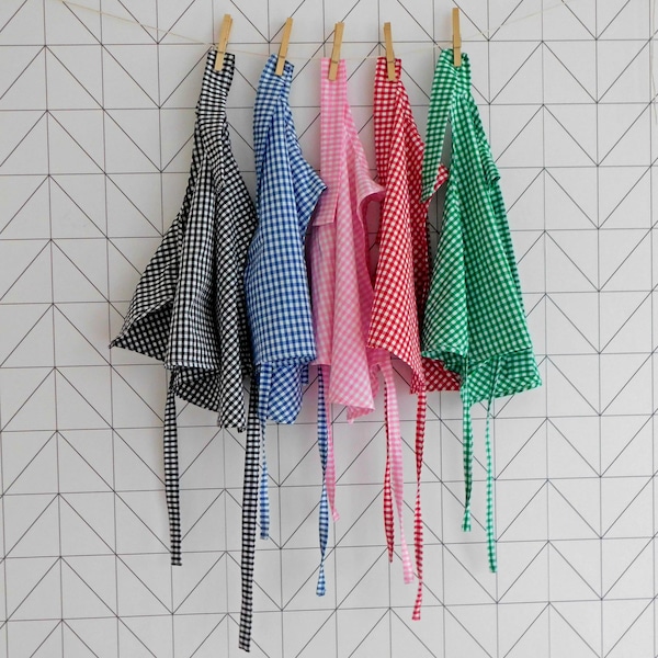 Cotton gingham apron for toddlers, colour options