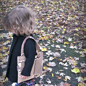 Toddler tote bag brown and cream African wax print image 1