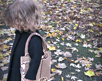 Toddler tote bag brown and cream African wax print