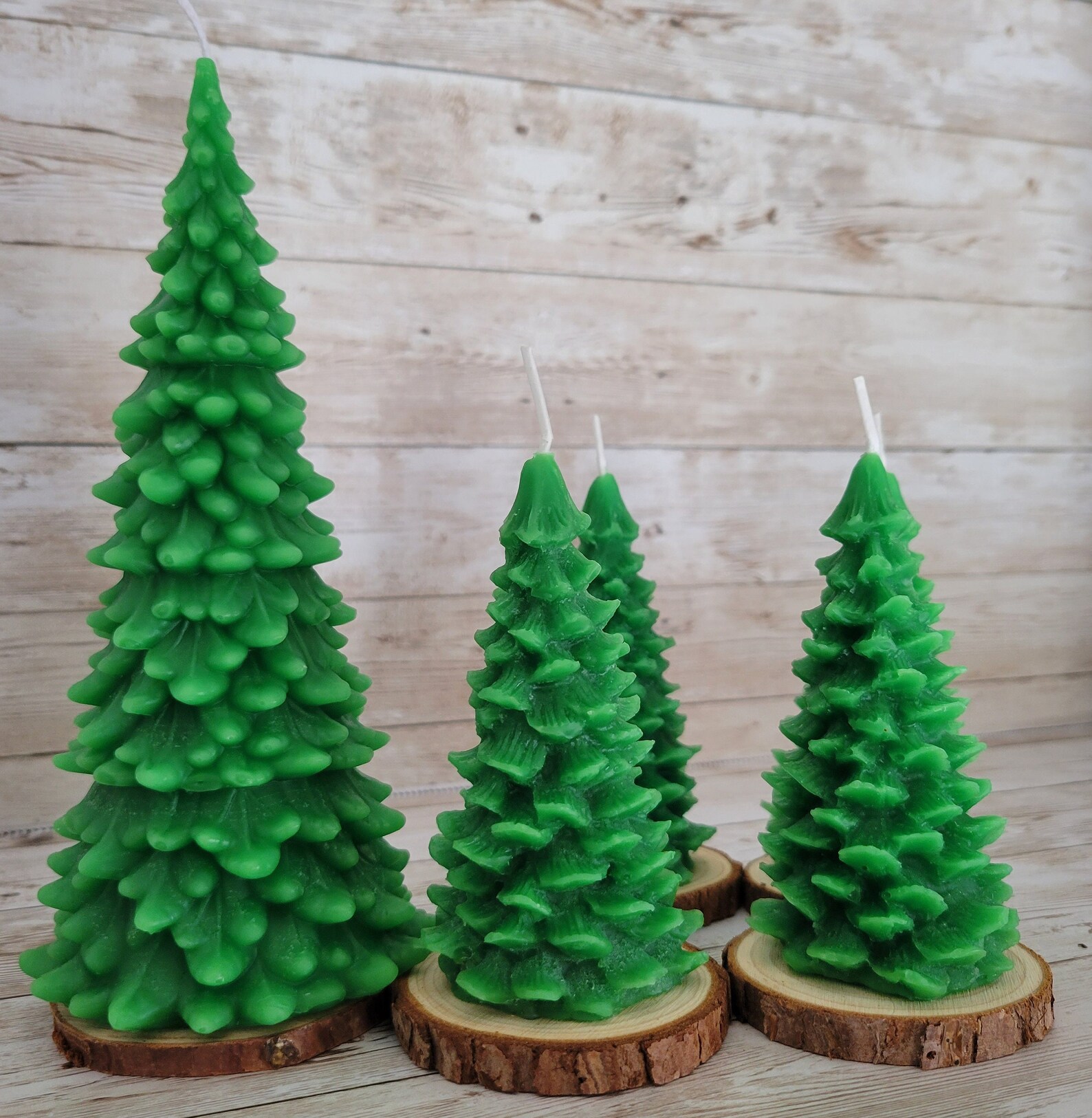 Pine Tree Candle Fall/winter Seasonal Decor 100 Beeswax Etsy