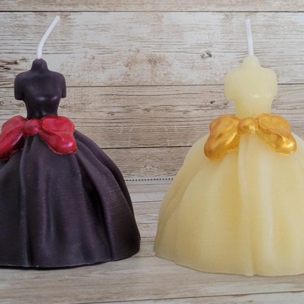 Ballgown Wedding Dress/Quinceanera Dress Candle - 100% Beeswax