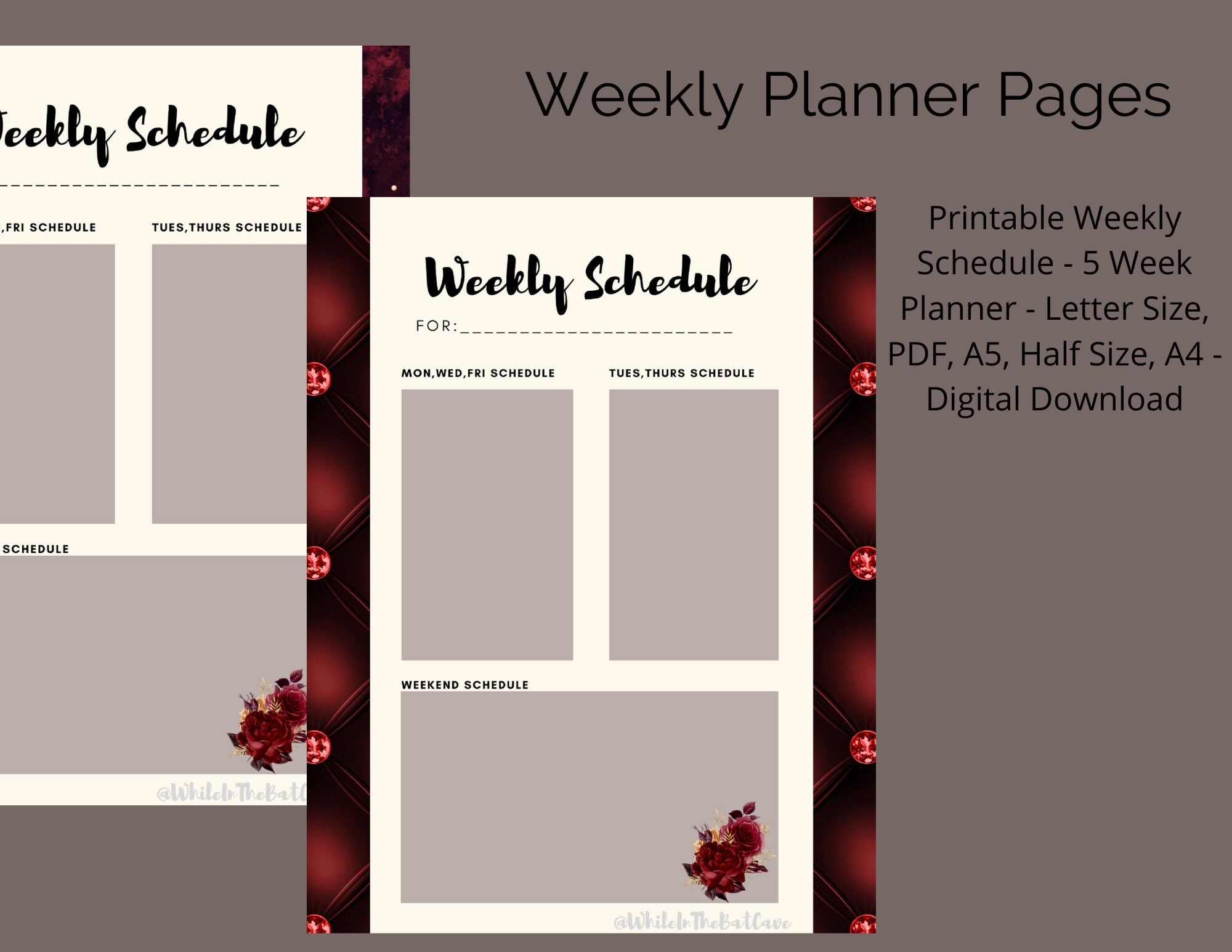 5 Week Printable Schedule Planner Digital Download | Etsy