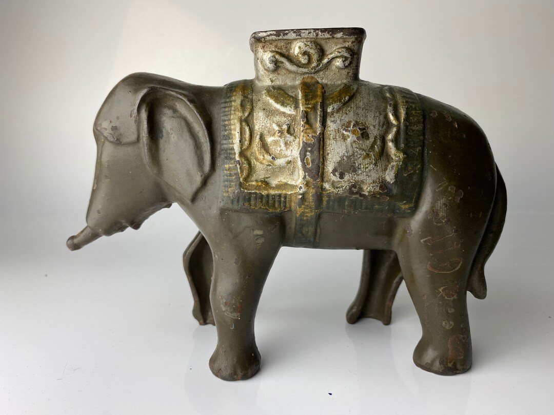 Vintage Cast Iron Elephant Bank Etsy