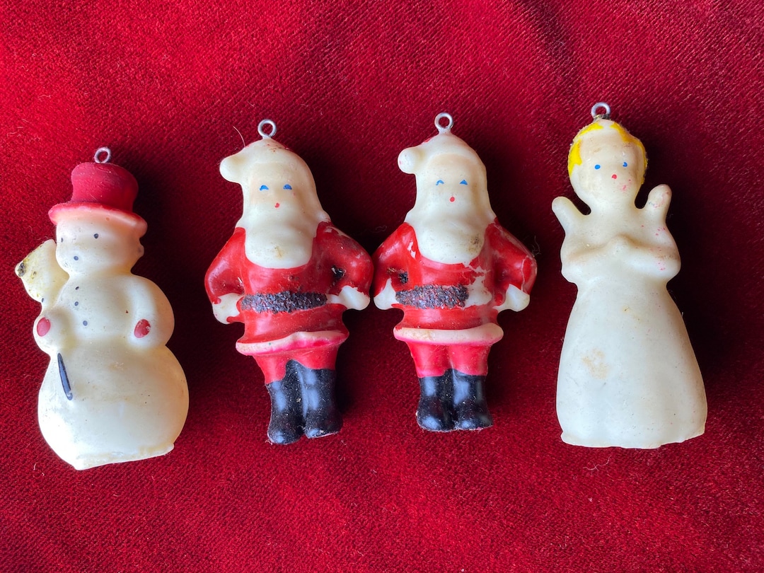 Vintage Plastic Christmas Tree Ornaments Santa Snowman Etsy