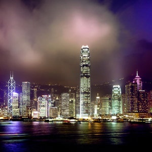 Cityscape photography - Hong Kong by night, Home and Office large size wall decor photograph