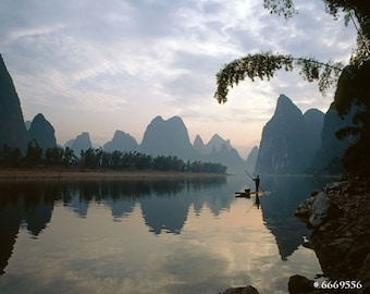 Li River at dawn, Yangshuo, Guangxi province, China. Landscape Fine Art photography, Great for decorate your home or your office wall