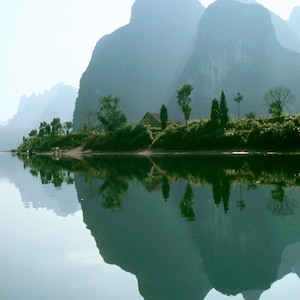 Li River reflection, Yangshuo, China, Nature Landscape photography. Home and Office desk decor photographic print