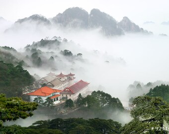 Landscape nature photography - Huangshan China national park, Asian style dreamy like photograph, Home and Office wall decor picture