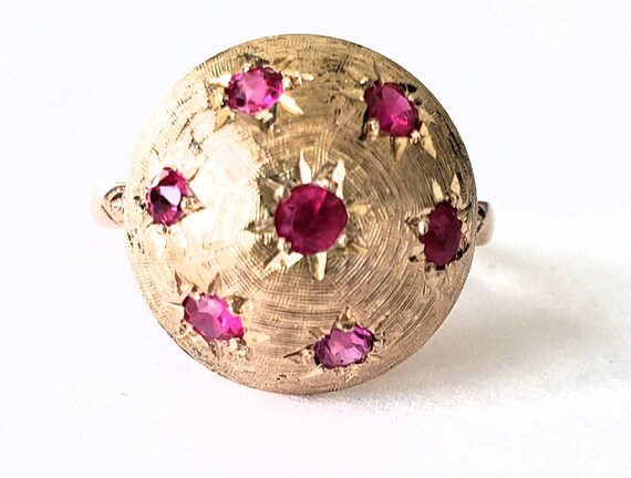 Ruby Bombe ring | 14k Burnished Set Rubies - image 3