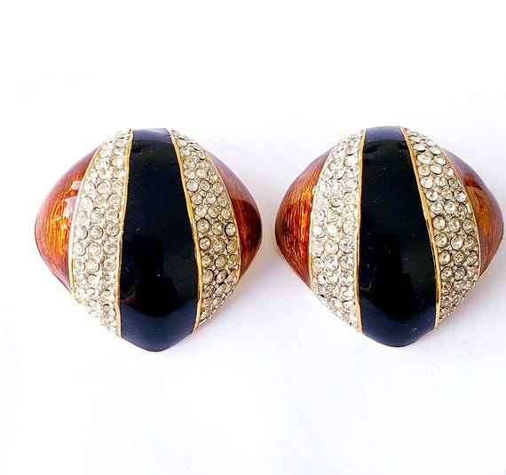 Enamel Ciner Clip on Earrings | Vintage Ciner Earrings