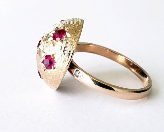 Ruby Bombe ring | 14k Burnished Set Rubies - image 4