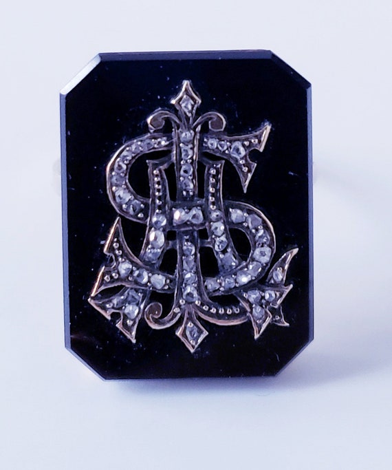 Antique Rose Cut Diamond Monogram ring | S L initi