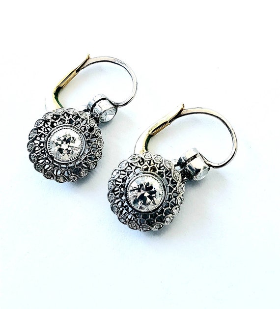 Antique diamond earrings | Art deco dangle diamon… - image 3