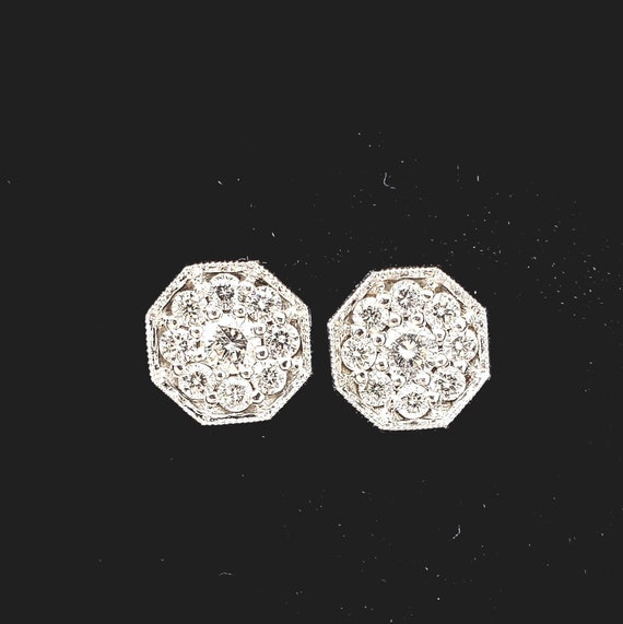 Diamond earrings | Octagon diamond studs | 1 cara… - image 1