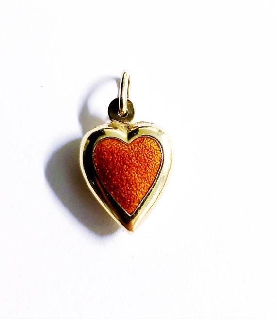 18k enamel heart charm | blue enamel  heart | oran