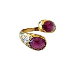 18k Ruby and Diamond Bypass Ring
