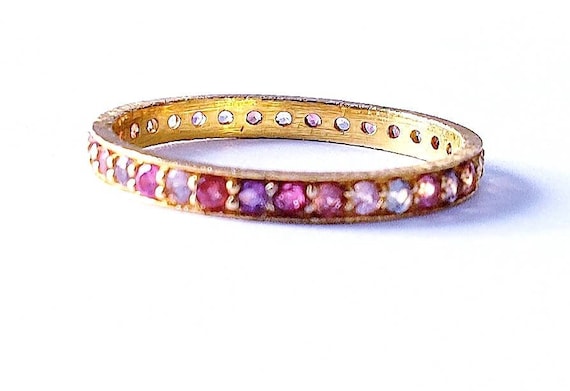 18k Rainbow Sapphire Ring | 18k Gem Band  | 18k wedding band