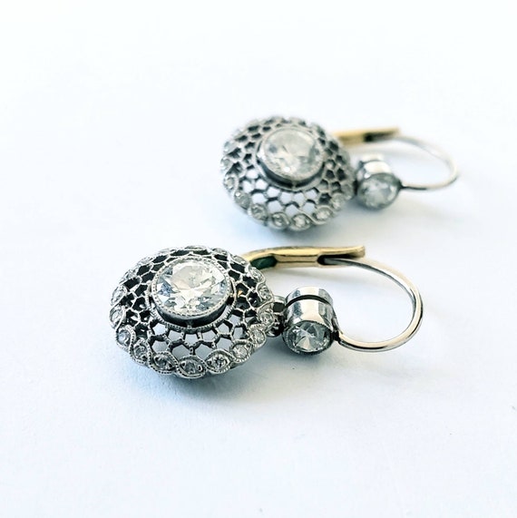 Antique diamond earrings | Art deco dangle diamon… - image 4