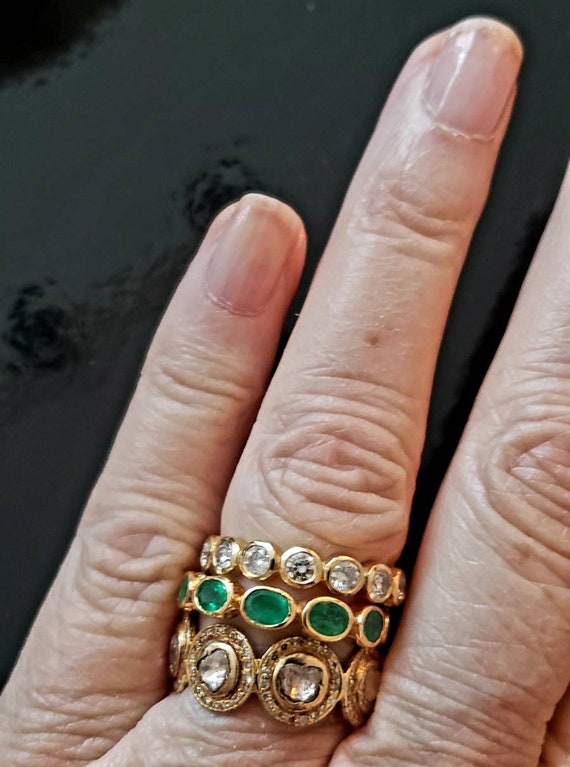 18k emerald ring | eternity gem band | emerald st… - image 7