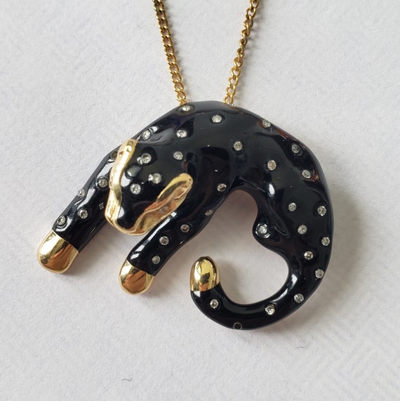 14k black enamel panther slide  | panther pendant