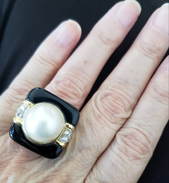 Mabe pearl ring | onyx ring | diamond onyx ring |… - image 2