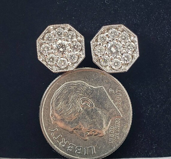 Diamond earrings | Octagon diamond studs | 1 cara… - image 7