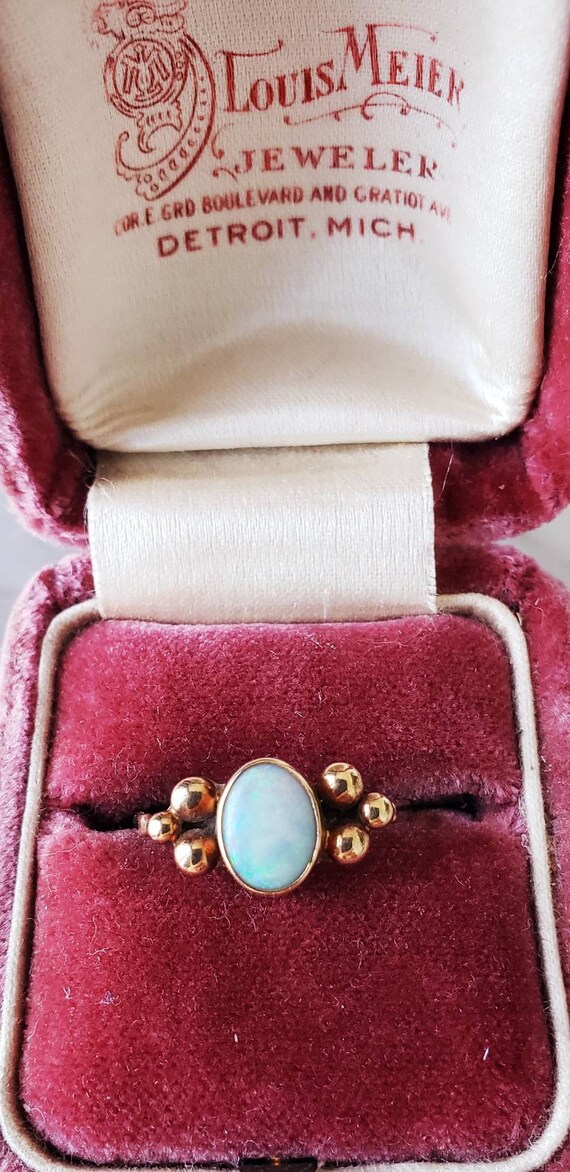 Vintage opal ring  | 14k  bezel set opal ring - image 2