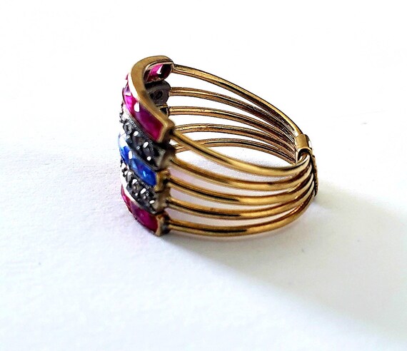 Vintage stack ring | diamond  sapphire  ruby ring… - image 4