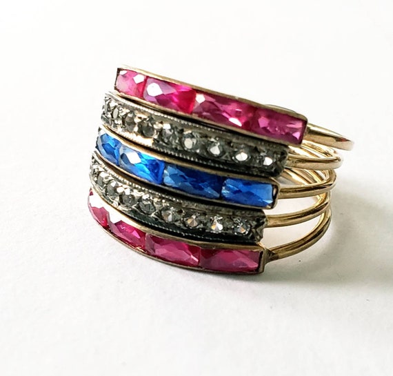 Vintage stack ring | diamond  sapphire  ruby ring… - image 2