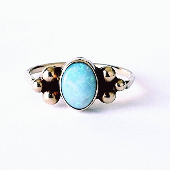 Vintage opal ring  | 14k  bezel set opal ring - image 1