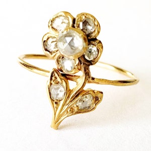 Rosecut diamond flower ring |  antique diamond ring