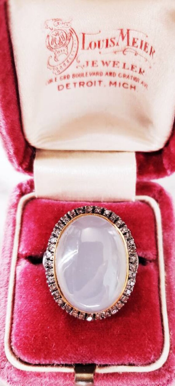 Moonstone diamond ring | large moonstone ring | di