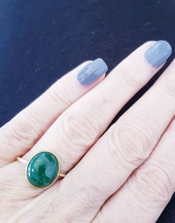 Emerald ring | cabachon emerald ring | 18k emeral… - image 5