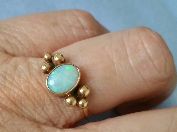 Vintage opal ring  | 14k  bezel set opal ring - image 3