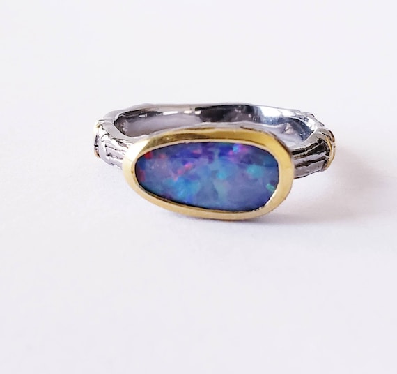 Opal ring | flashy opal ring | sterling opal stack