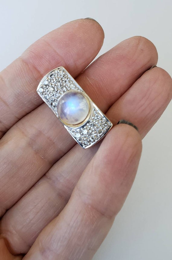 Moonstone  diamond pendant |  moonstone necklace … - image 1