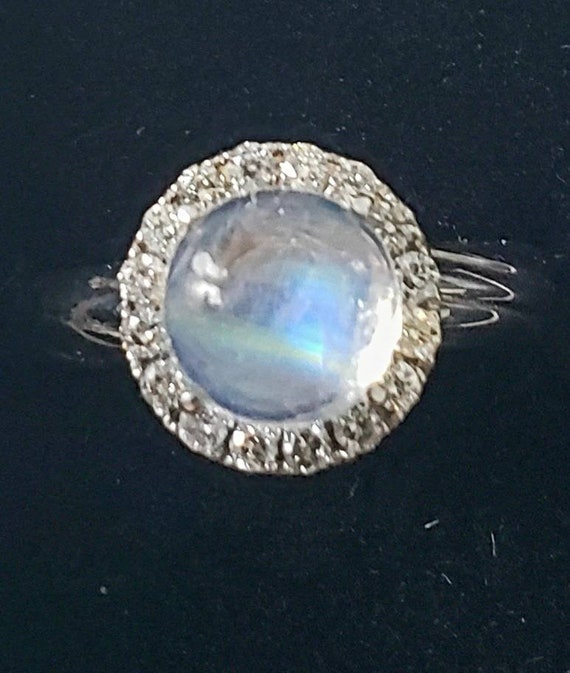 Moonstone  Diamond ring | moonstone ring | 18k blu