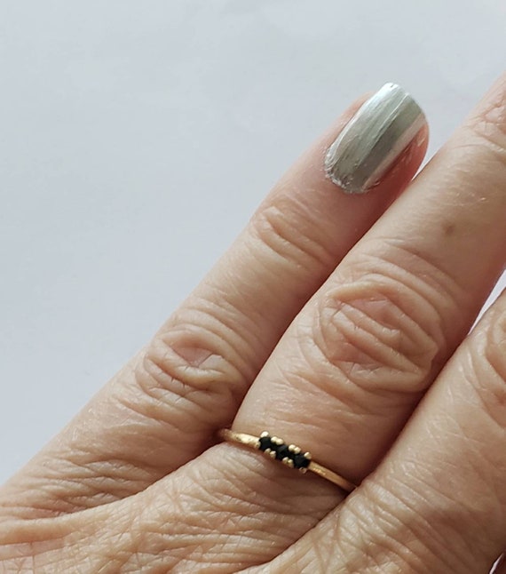 Mini Sapphire ring | 10k ring sapphire trio ring … - image 2