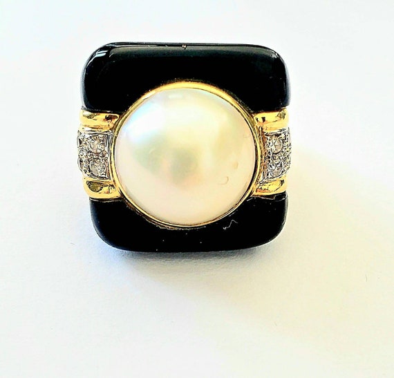 Mabe pearl ring | onyx ring | diamond onyx ring |… - image 5