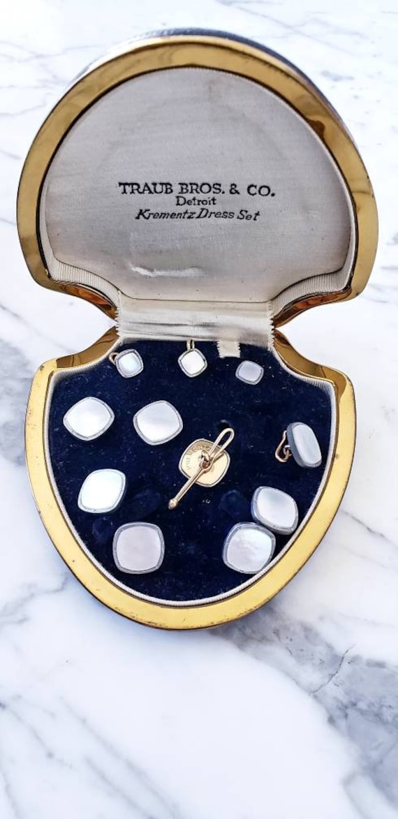 1930s art deco cufflinks | Krementz dress set | cu