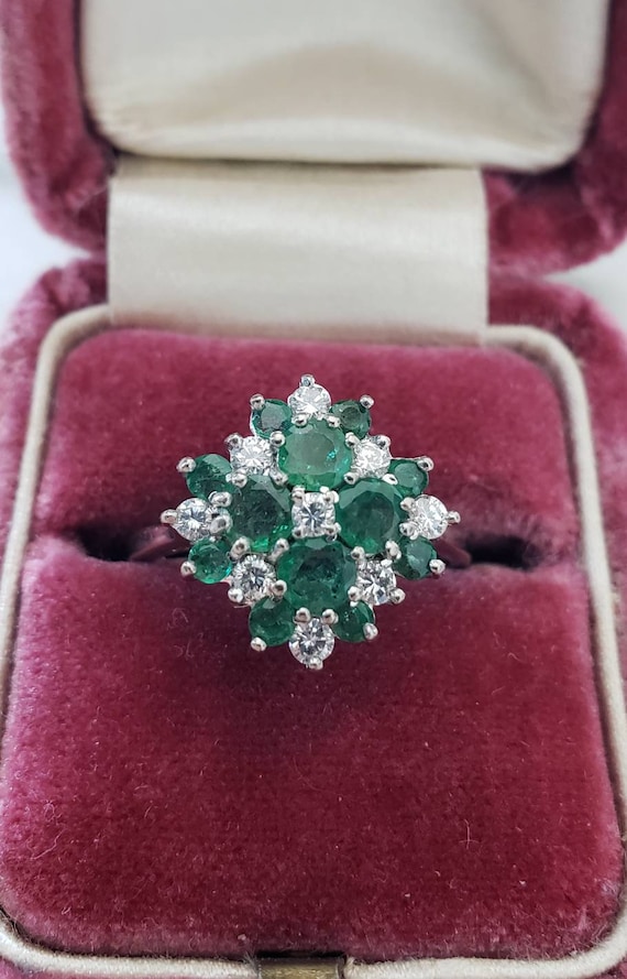 18k Emerald diamond ring | 18k emerald ring | May 