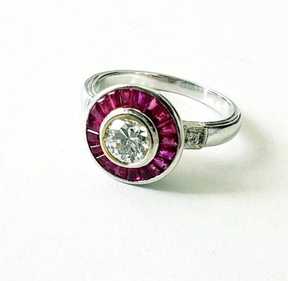 Diamond and ruby engagement ring | ruby halo ring… - image 5