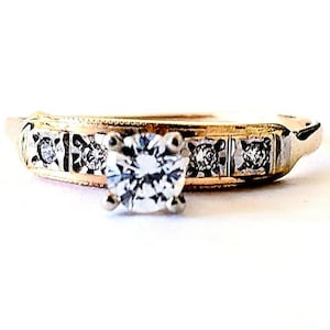 Mid-century estate diamond engagement ring | 14k diamond ring | vintage diamond wedding ring