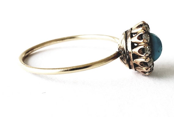 Antique rose cut diamond turquoise ring | antique… - image 2